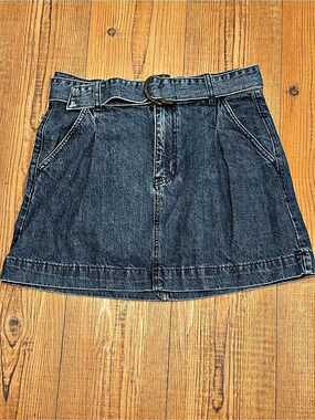 Free People We The Free Denim Mini Skirt Size 27 Belted Dark Wash